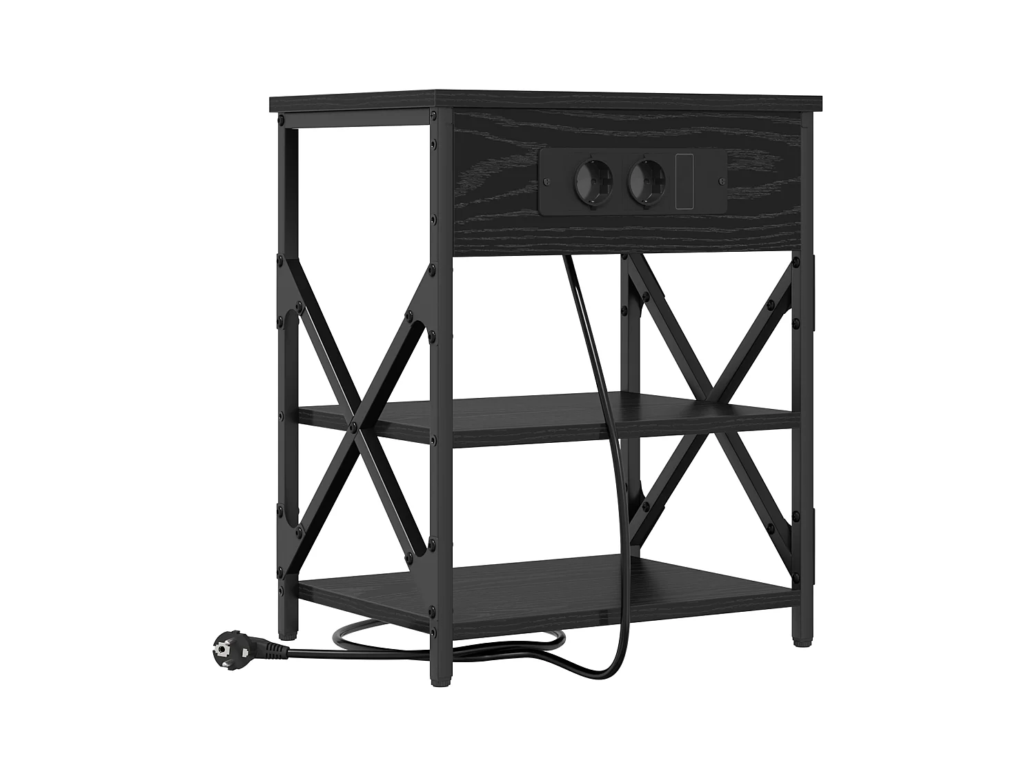 Table de nuit avec station de chargement Chêne noir