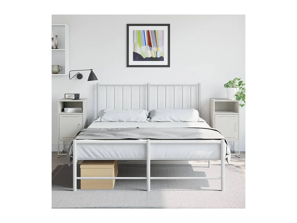 Tables de chevet 2 pcs blanc 36x39x78 cm acier