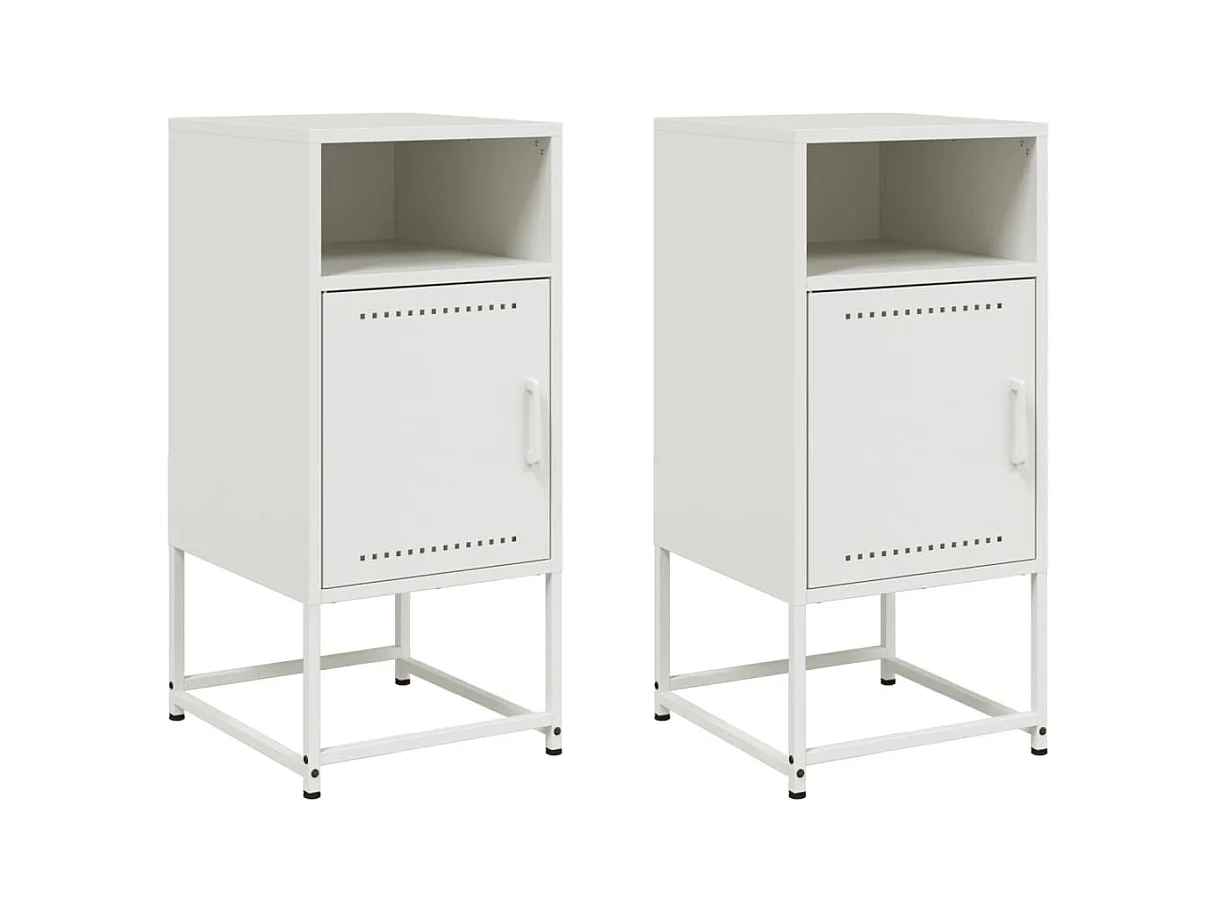 Tables de chevet 2 pcs blanc 36x39x78 cm acier