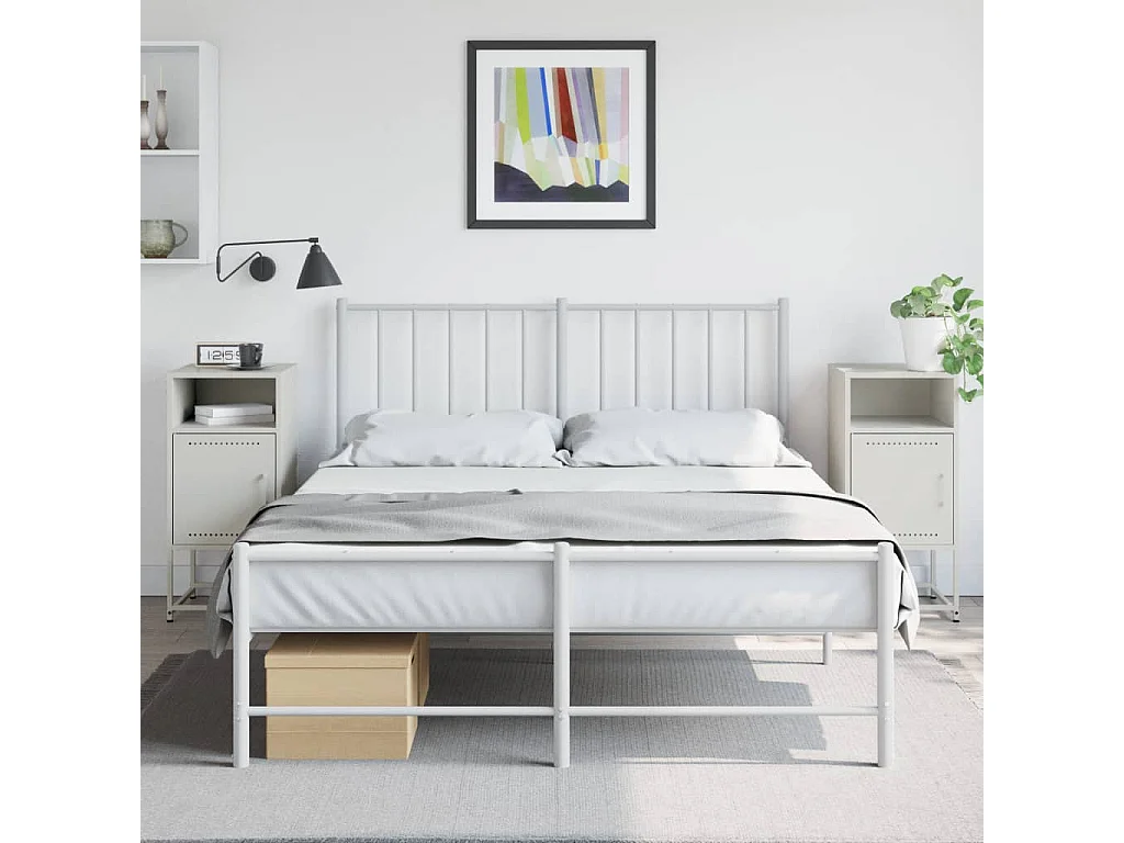 Tables de chevet 2 pcs blanc 36x39x78 cm acier