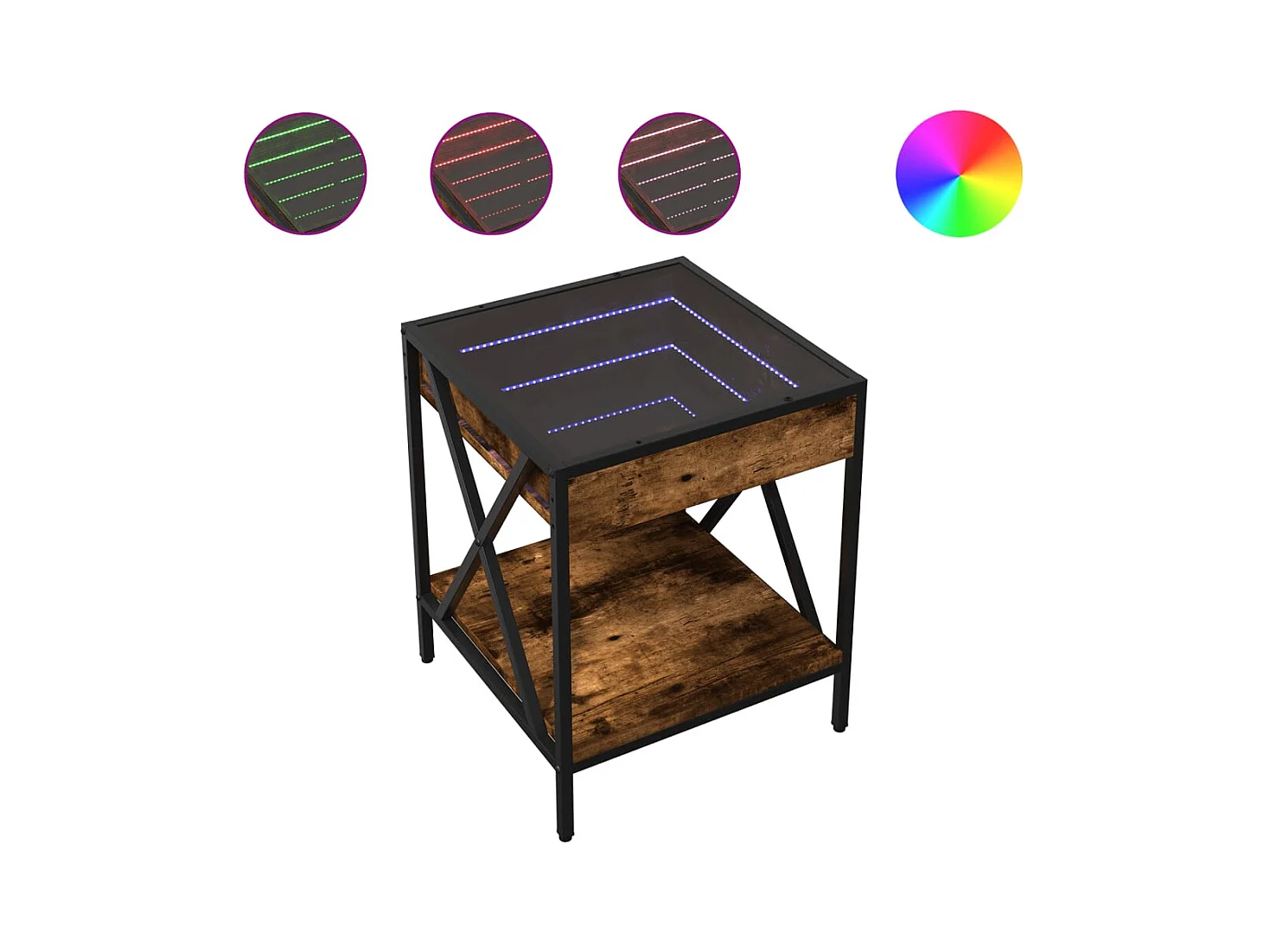 Nachttisch mit Infinity LED Räuchereiche 40x40x49 cm