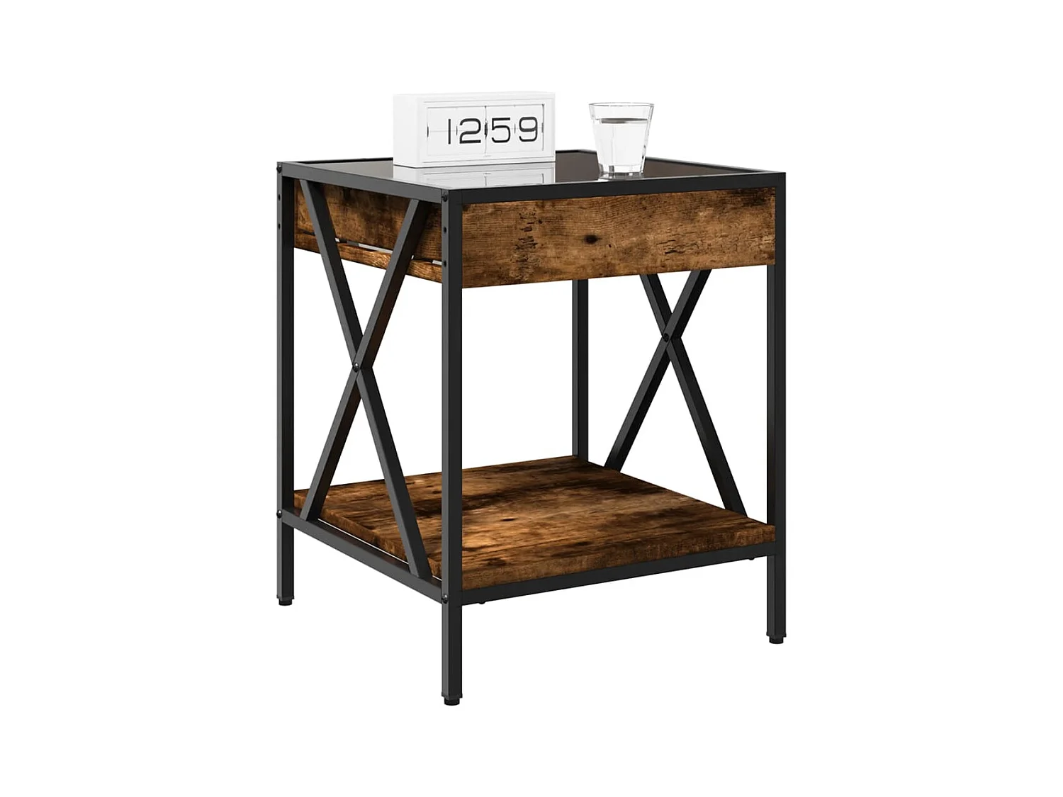 Nachttisch mit Infinity LED Räuchereiche 40x40x49 cm