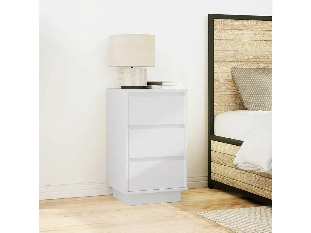 Comodino con luci LED bianco 38x34x65 cm