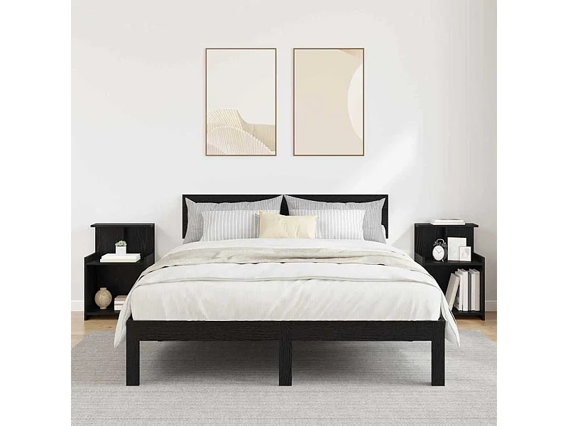 Nachtkastjes 2 stuks Zwarte eik 40x35x60 cm Bewerkt hout