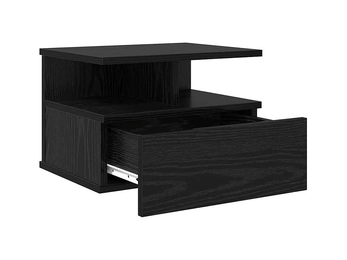 Table de nuit flottante chêne noir 40x31x27 cm Bois d'ingénierie