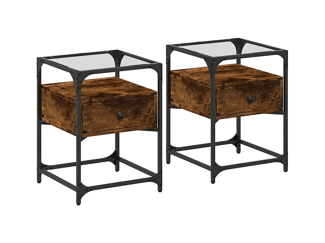 Tables de chevet 2 pcs chêne fumé 40x40x55 cm bois d'ingénierie