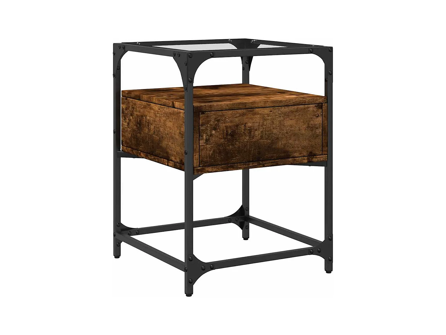 Nachtkastjes 2 stuks gerookt eiken 40x40x55 cm bewerkt hout