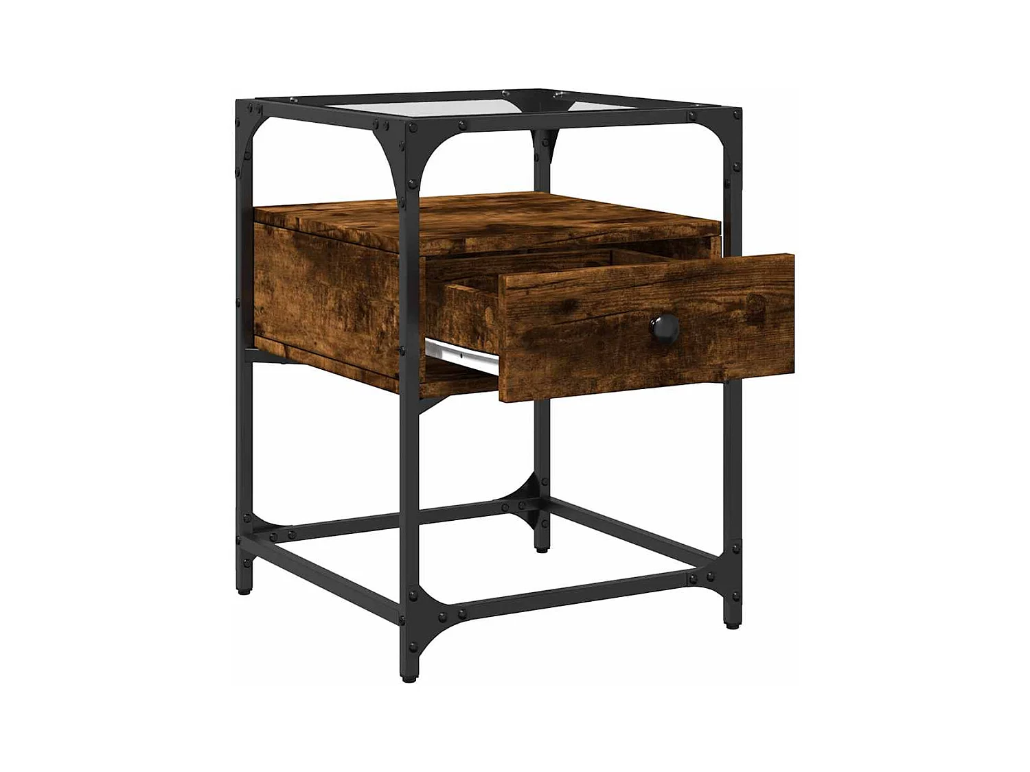 Nachtkastjes 2 stuks gerookt eiken 40x40x55 cm bewerkt hout