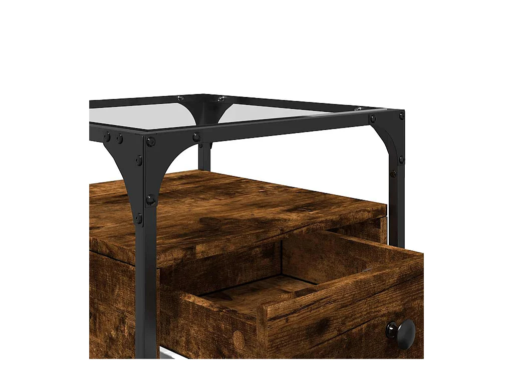 Nachtkastjes 2 stuks gerookt eiken 40x40x55 cm bewerkt hout