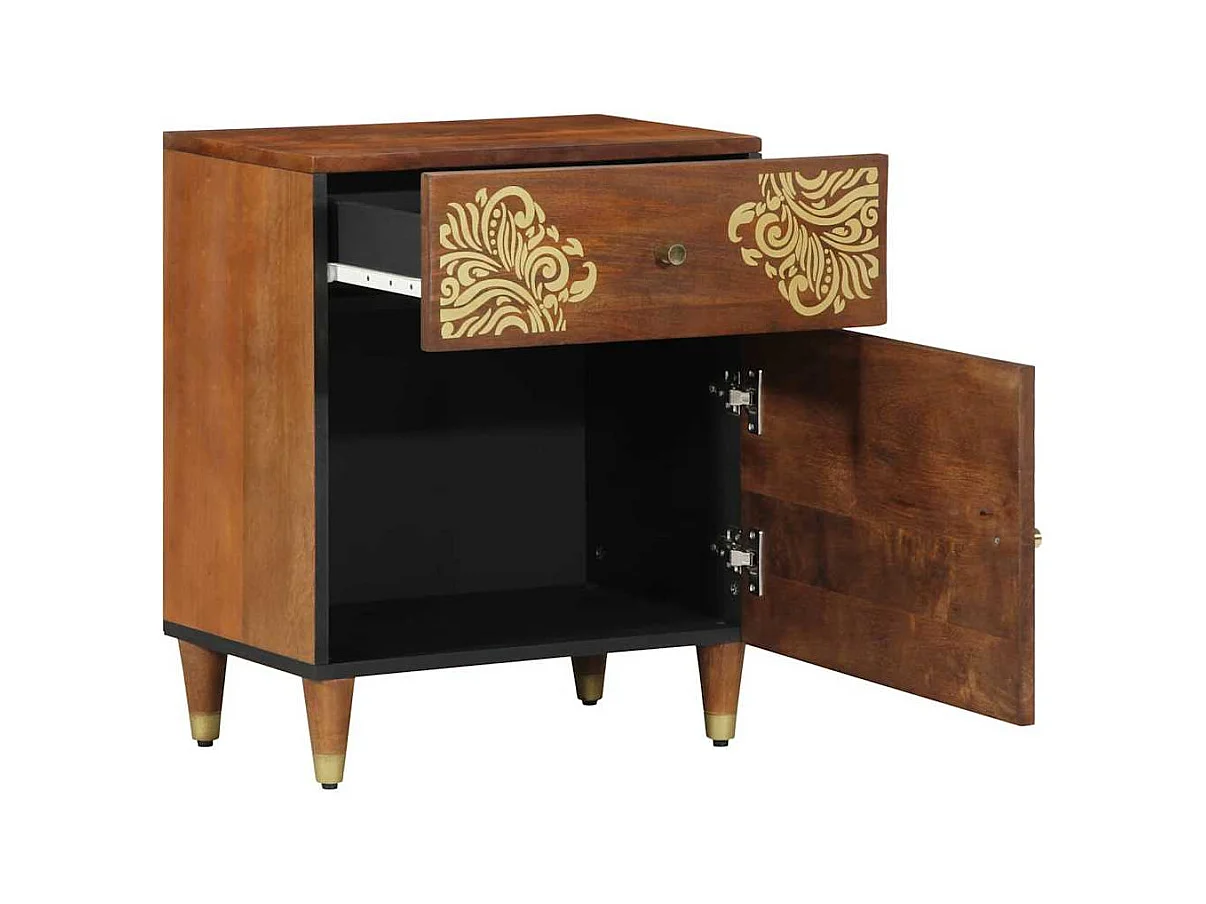 Comodino color miele in legno massello 50 x 33 x 60 cm resistente