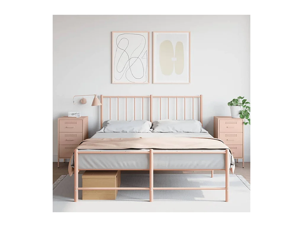 Tables de chevet 2 pcs rose 36x39x68 cm acier