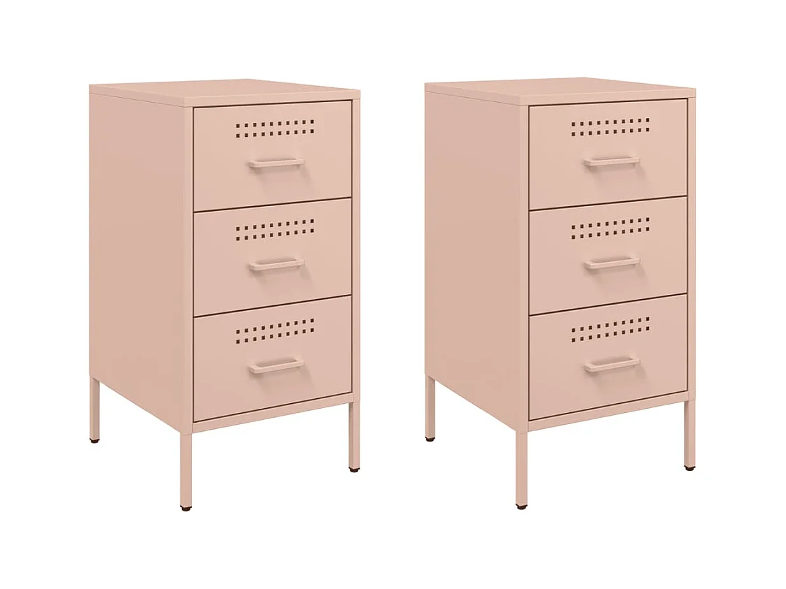 Tables de chevet 2 pcs rose 36x39x68 cm acier