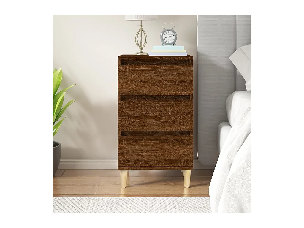 Table de chevet chêne marron 40x35x70 cm bois d'ingénierie