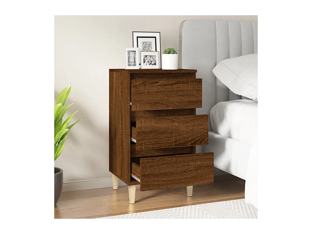 Table de chevet chêne marron 40x35x70 cm bois d'ingénierie