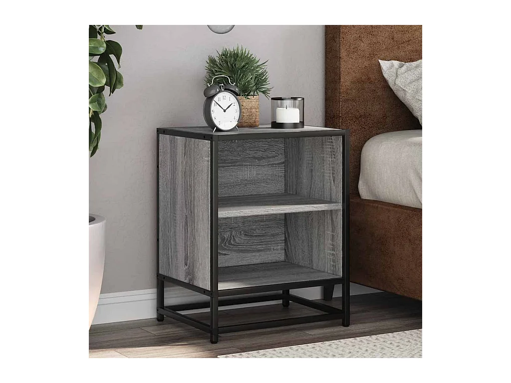 Tables de chevet 2 pcs sonoma gris bois d'ingénierie et métal