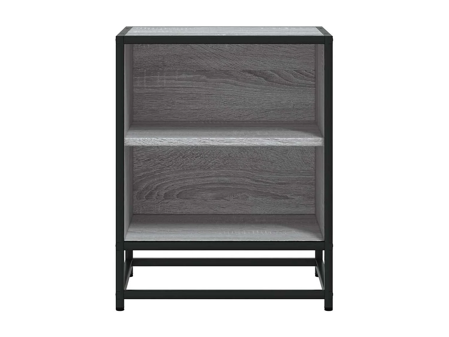 Mesitas de noche de dos piezas de madera de ingeniería y metal gris Sonoma