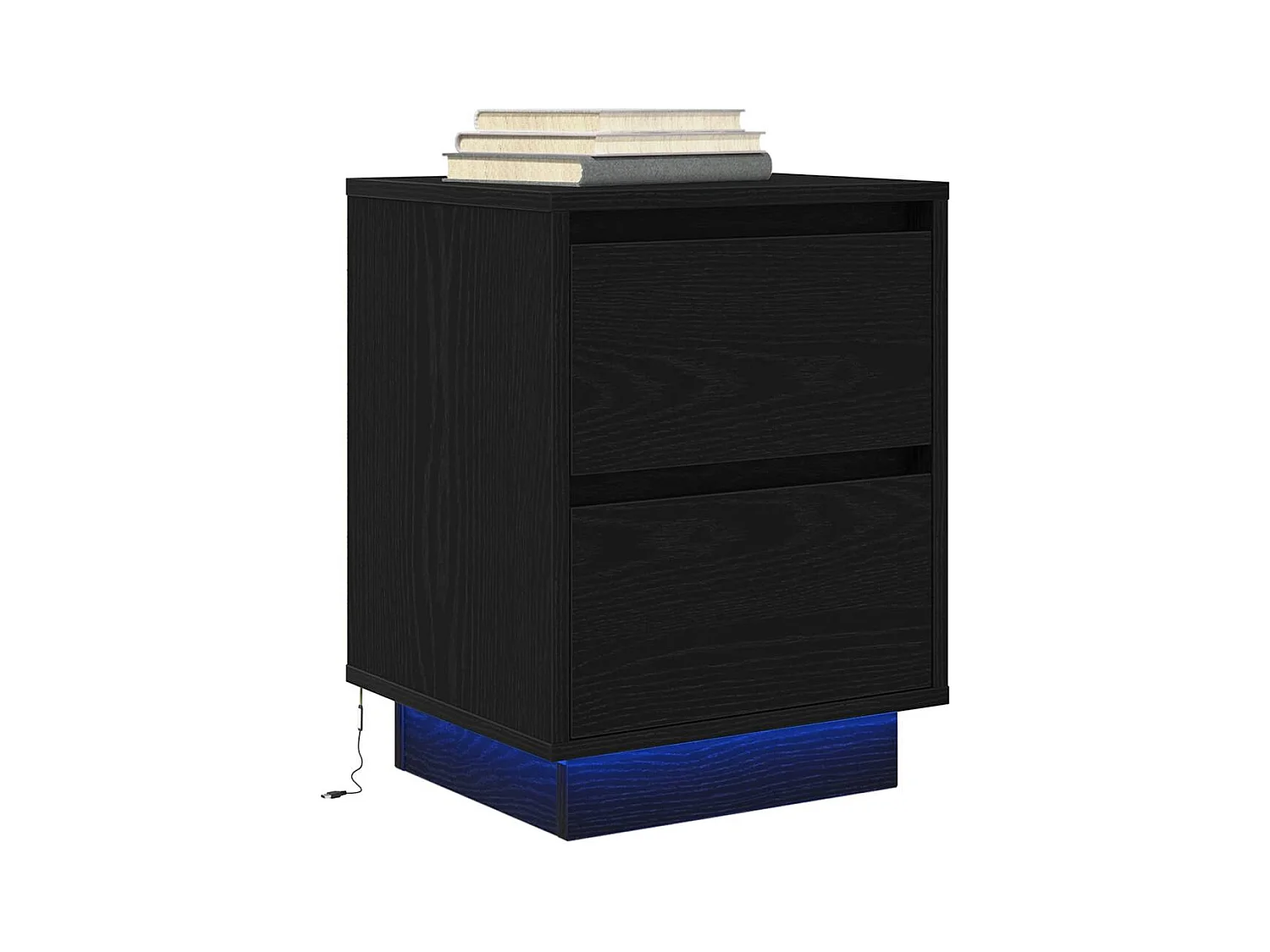 Table de chevet avec lumières LED noir 38x34x50 cm