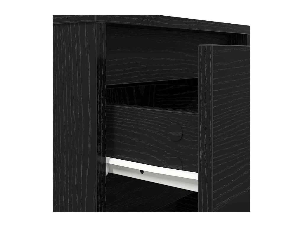 Comodino con luci LED nero 38x34x50 cm