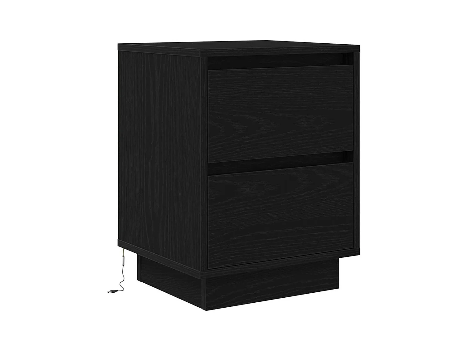 Comodino con luci LED nero 38x34x50 cm