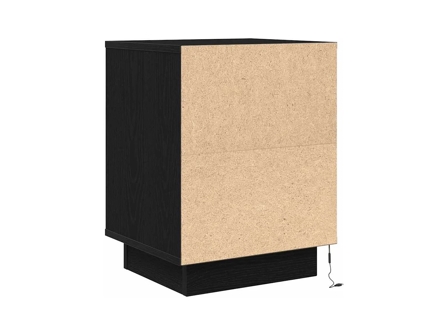 Comodino con luci LED nero 38x34x50 cm