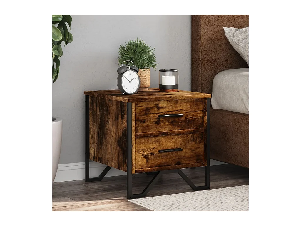 Table de chevet chêne fumé 40x41x40 cm bois d'ingénierie