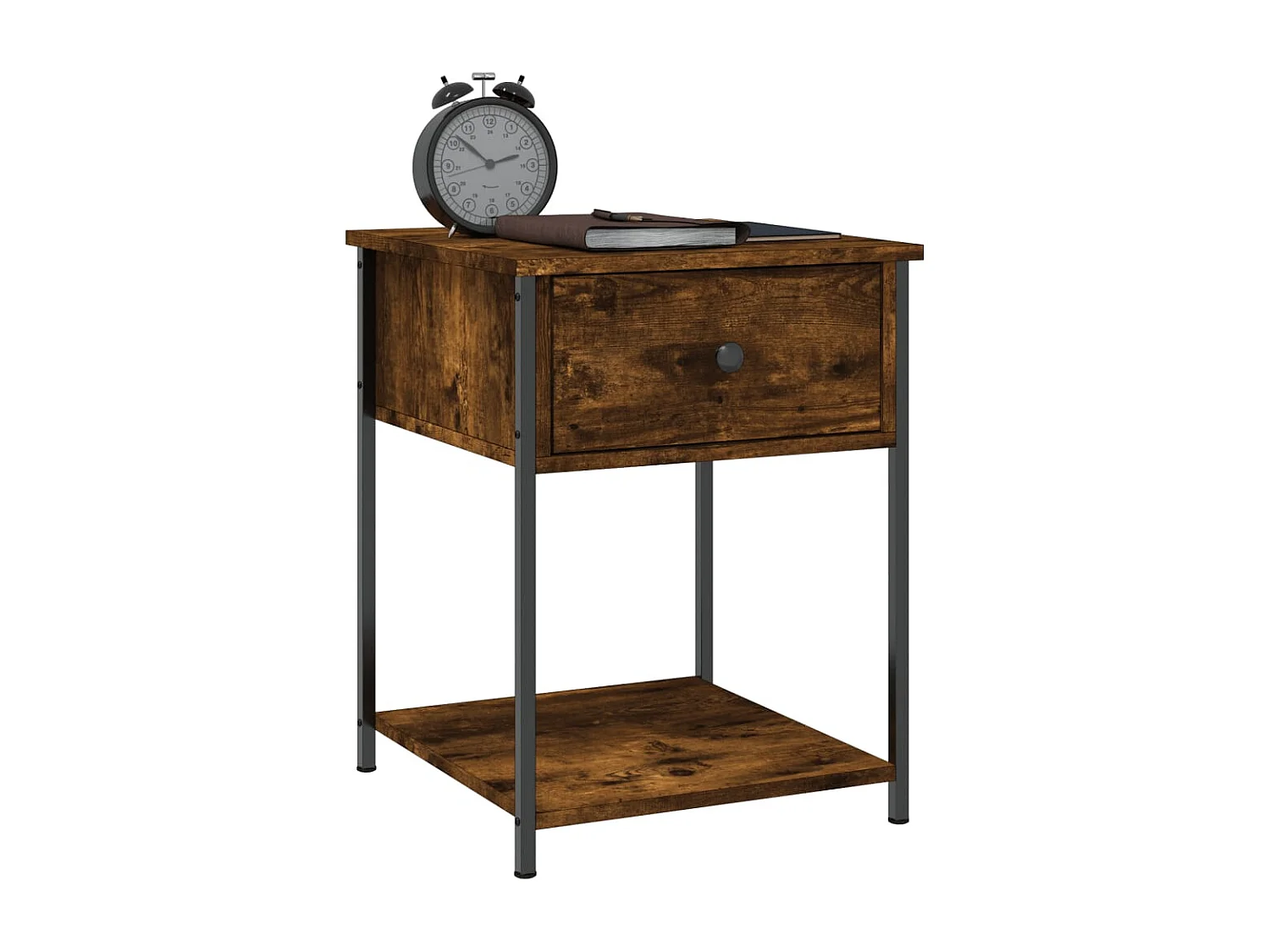 Table de chevet chêne fumé 44x45x58 cm bois d'ingénierie