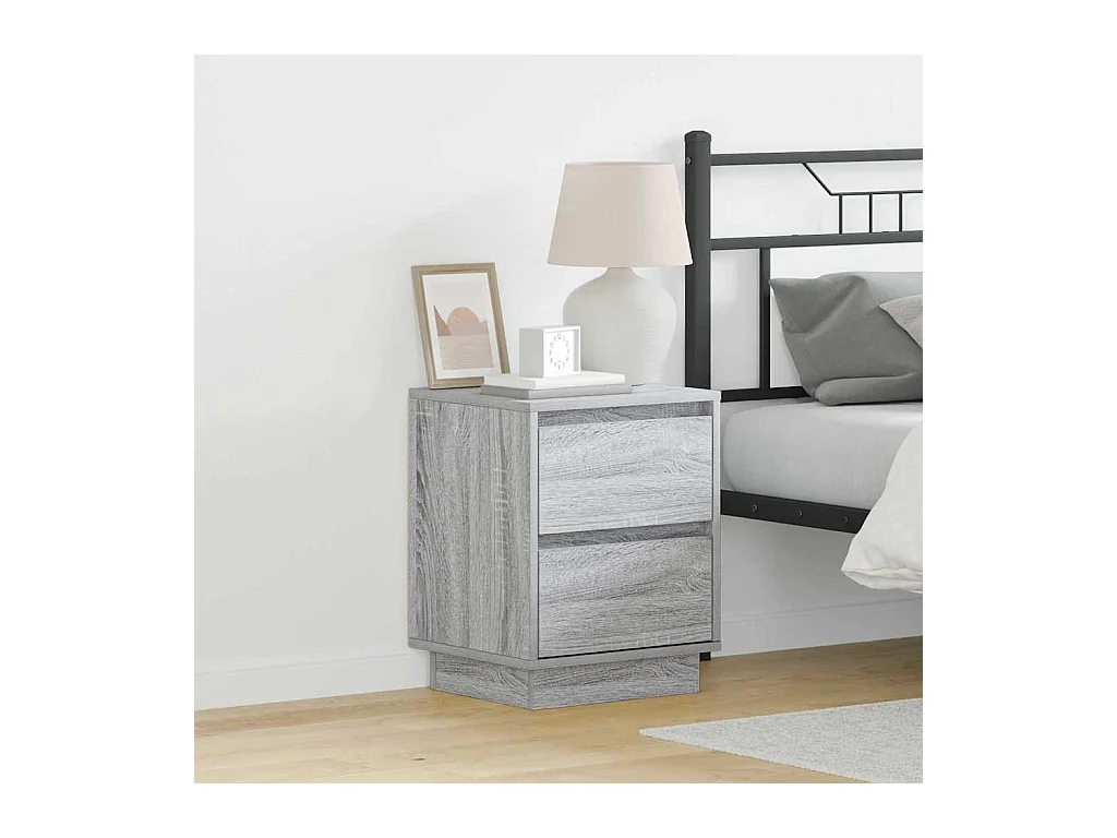Nachtkastjes met LED-verlichting 2 stuks Sonoma Grey 39x34,5x50 cm