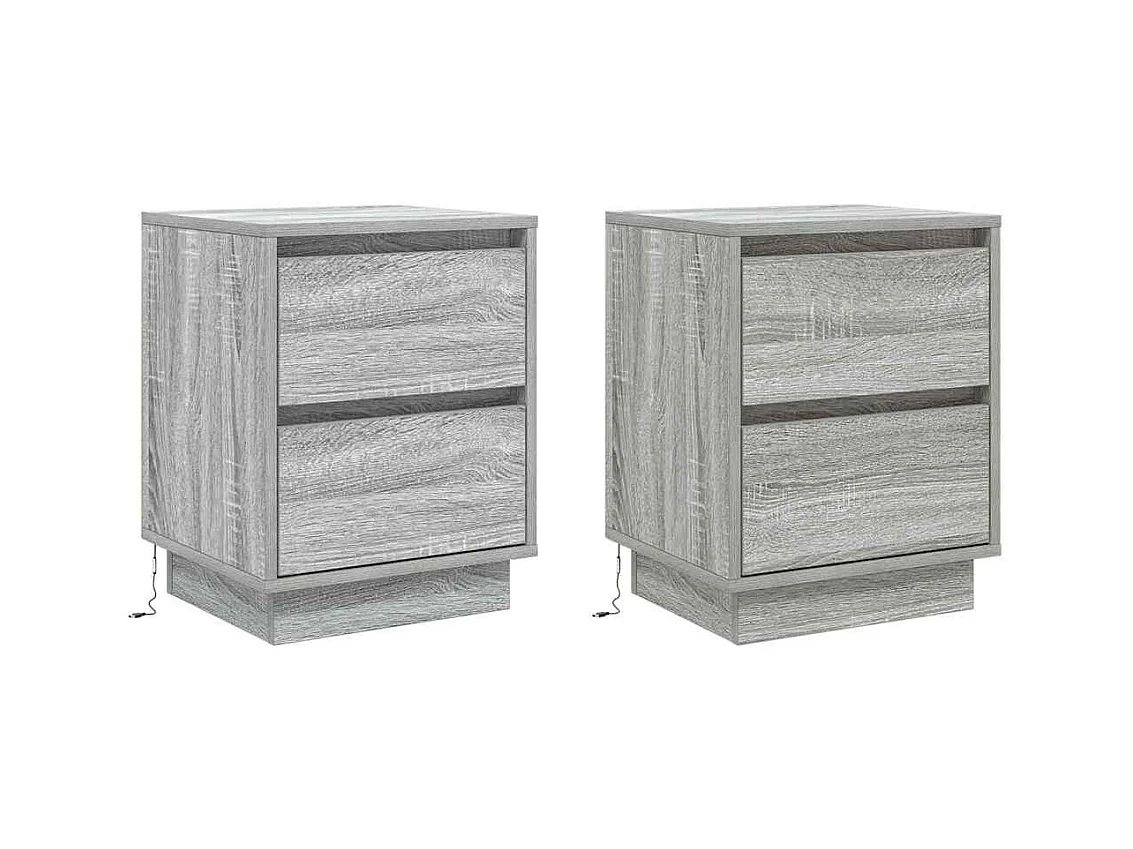 Nachtkastjes met LED-verlichting 2 stuks Sonoma Grey 39x34,5x50 cm