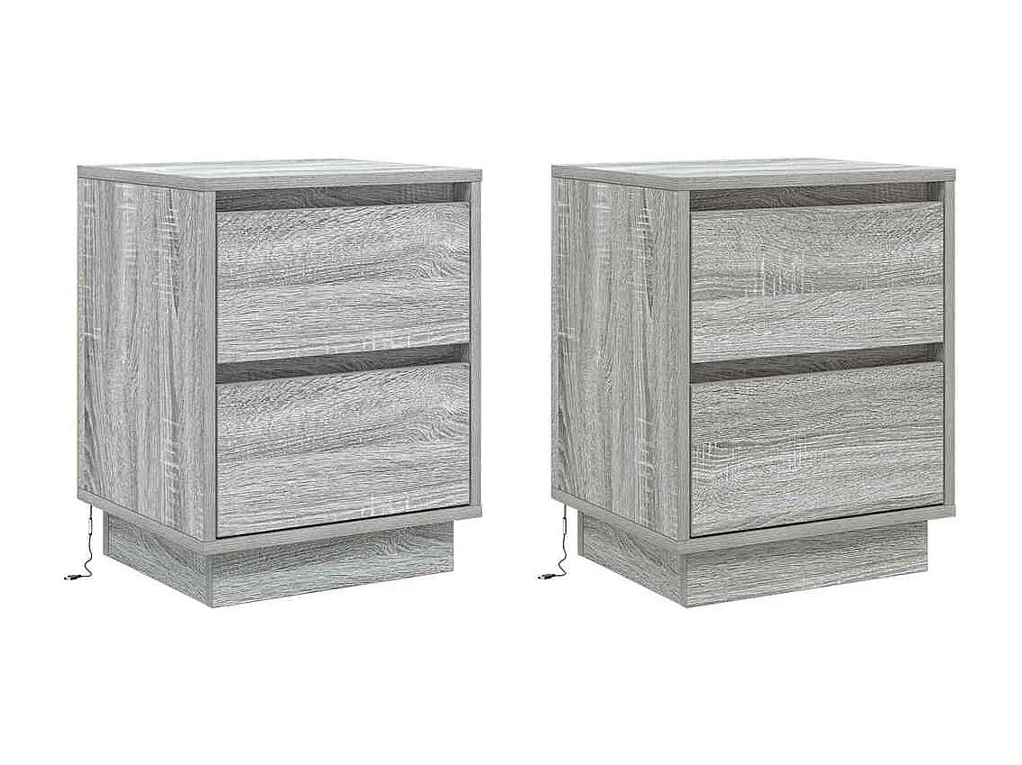 Cabinets de chevet avec lumières LED 2 pcs Gris Sonoma 39x34.5x50 cm