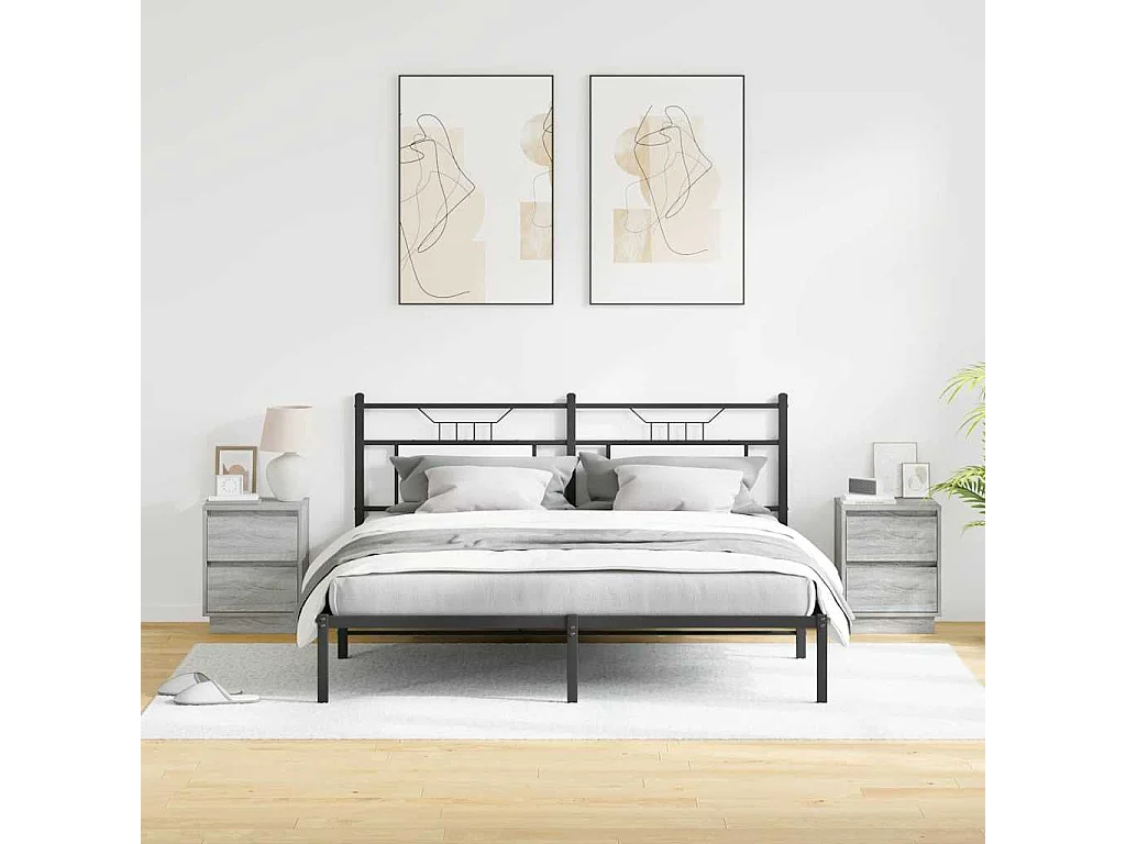 Cabinets de chevet avec lumières LED 2 pcs Gris Sonoma 39x34.5x50 cm