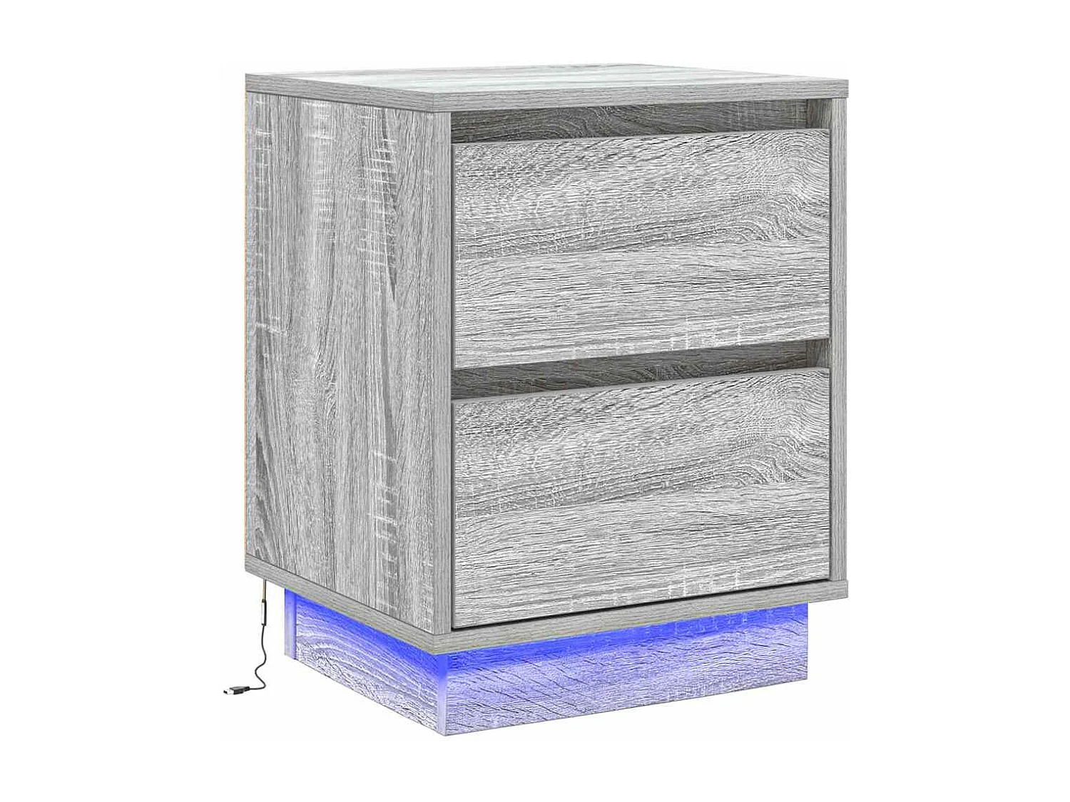 Cabinets de chevet avec lumières LED 2 pcs Gris Sonoma 39x34.5x50 cm