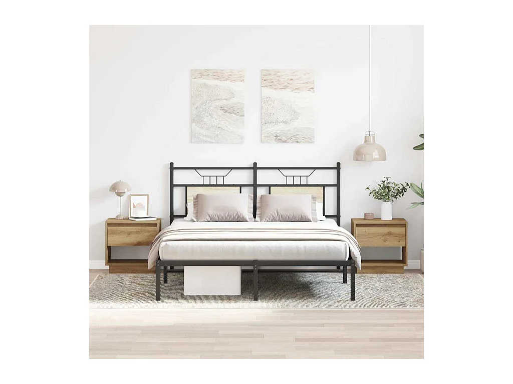 Cabinet de chevet 2 pcs Chêne Artisan 45x34x47 cm Bois d'ingénierie