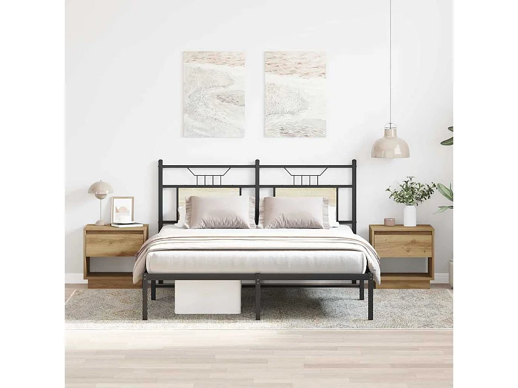 Cabinet de chevet 2 pcs Chêne Artisan 45x34x47 cm Bois d'ingénierie