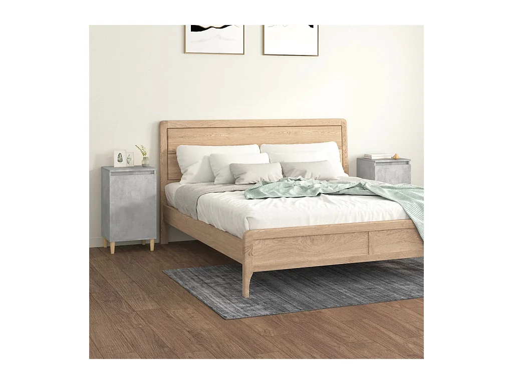Comodini 2 pezzi grigio cemento 40x35x70 cm in legno ingegnerizzato