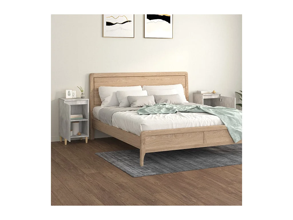 Comodini 2 pezzi grigio cemento 40x35x70 cm in legno ingegnerizzato