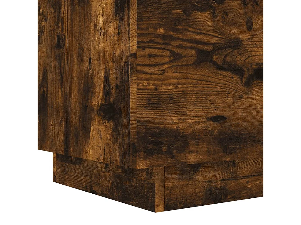 Comodino in legno ingegnerizzato di rovere affumicato e luci a LED