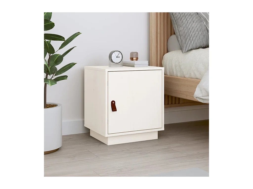 Table de chevet Blanc 40x34x45 cm Bois de pin massif