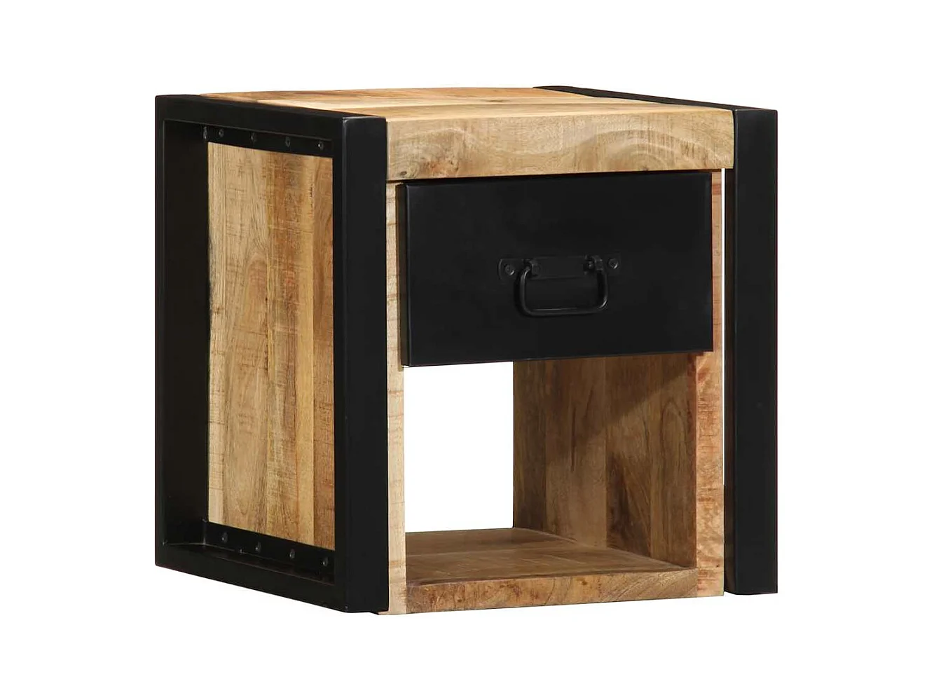 Nachttisch 40x35x40 cm massives rohes Mangoholz