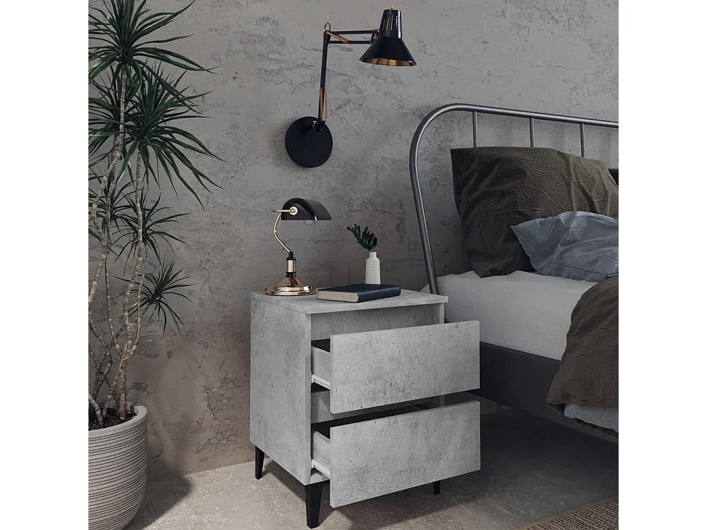 Comodini 2 pezzi grigio cemento 40x35x50 cm in legno ingegnerizzato