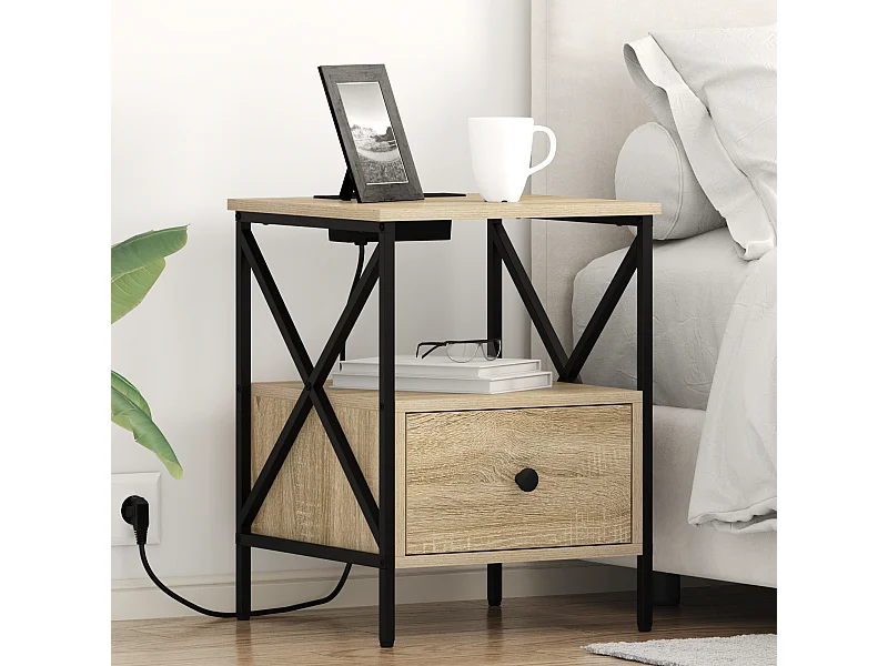 Nachtkastje met lade Sonoma eiken 41,5 x 40,5 x 55 cm