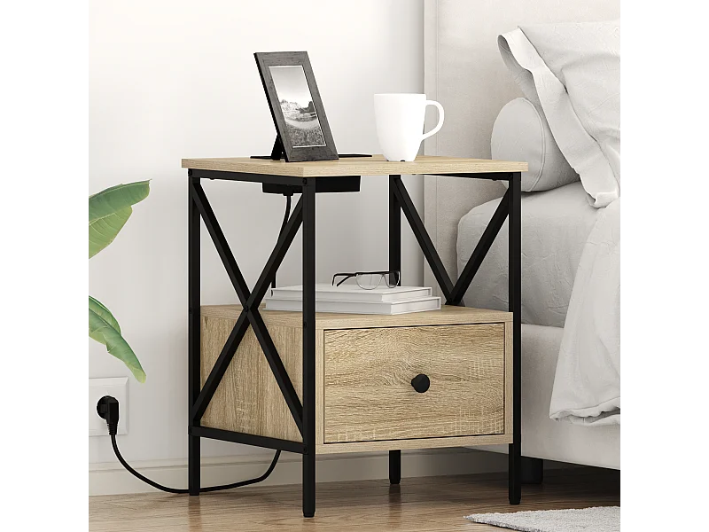 Cabinet de chevet avec tiroir Chêne sonoma 41.5 x 40.5 x 55 cm