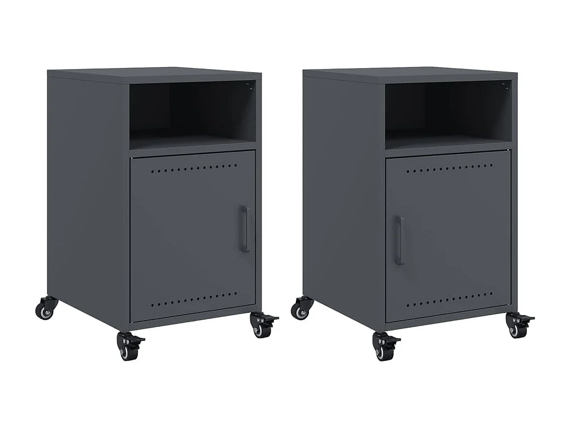 Nachtkastjes 2 stuks antraciet 36x39x59 cm staal
