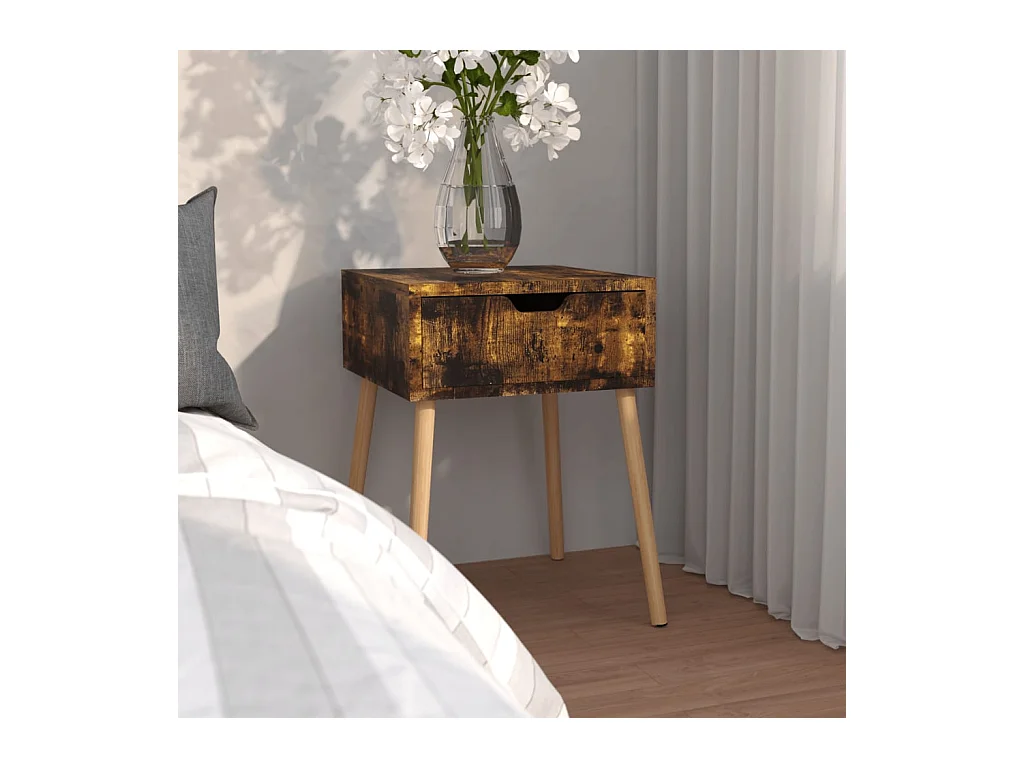 Mesita de noche de roble ahumado 40x40x56 cm Madera de ingeniería