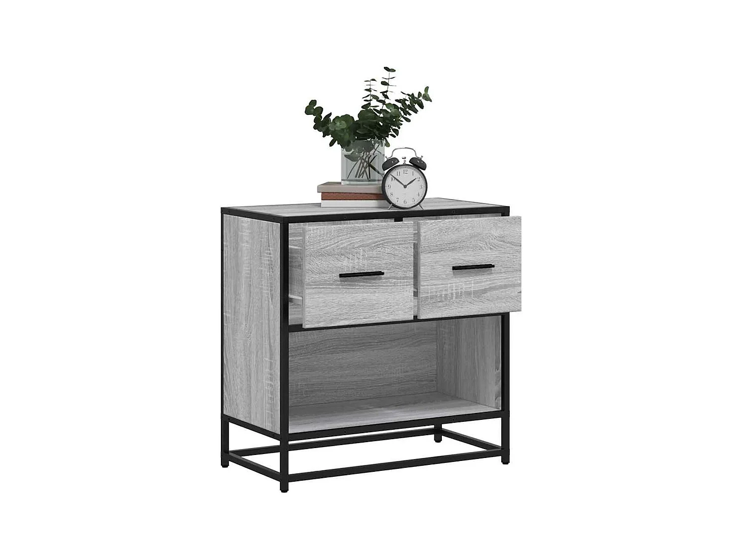 Table de chevet sonoma gris 60x31x60 cm bois ingénierie métal