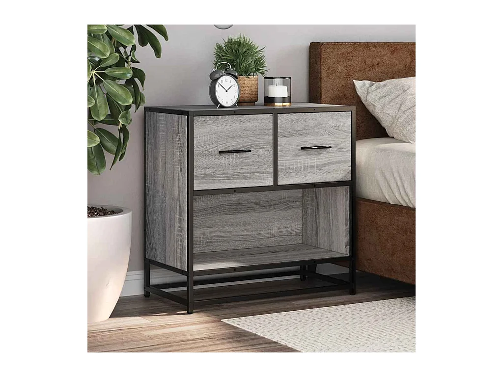 Table de chevet sonoma gris 60x31x60 cm bois ingénierie métal