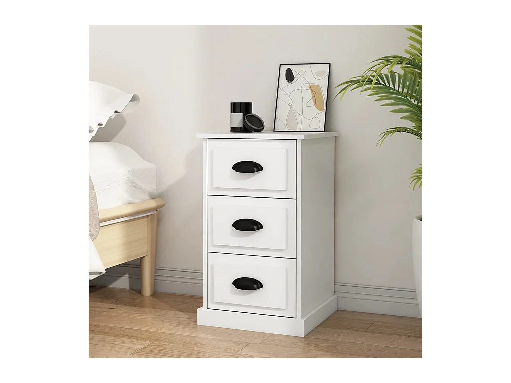 Comodino bianco 39x39x67 cm in legno ingegnerizzato