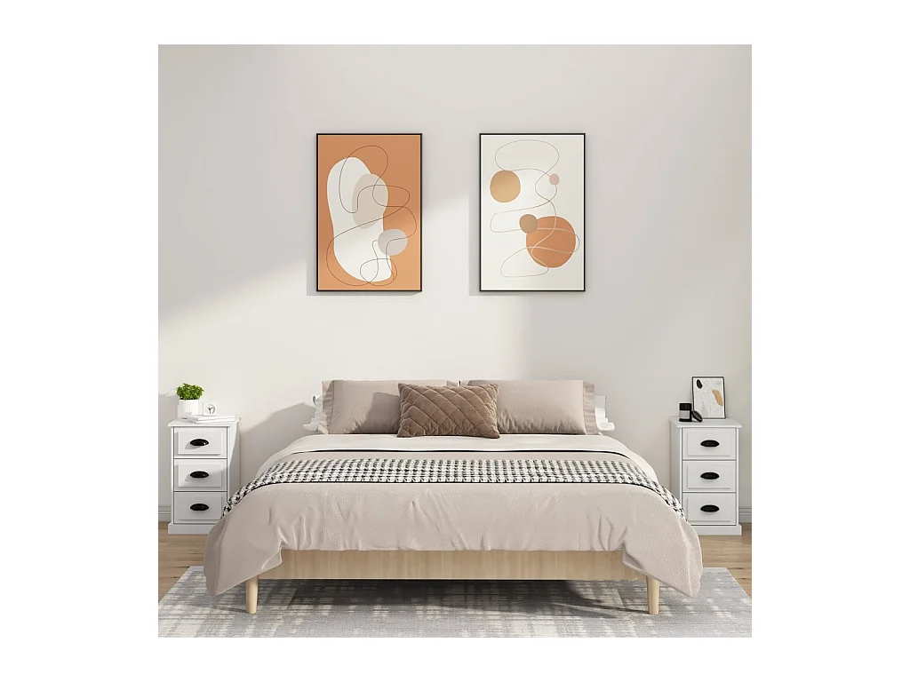 Comodino bianco 39x39x67 cm in legno ingegnerizzato