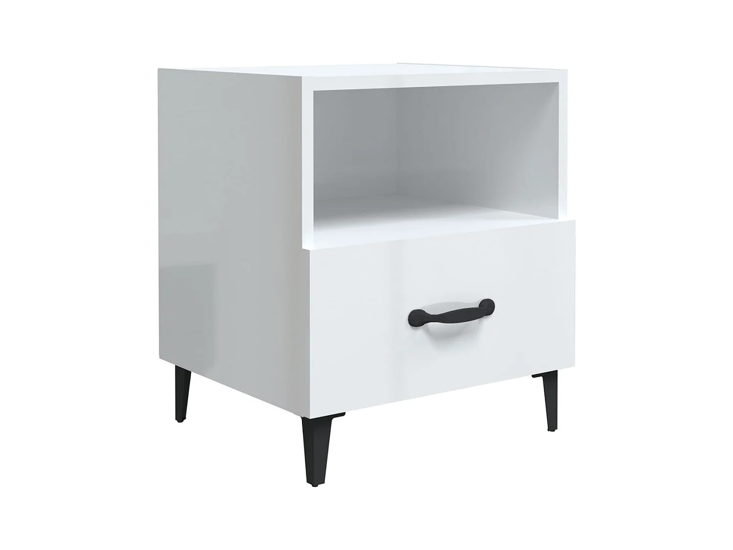 Stück Nachttische Weiß Hochglanz Holzwerkstoff
