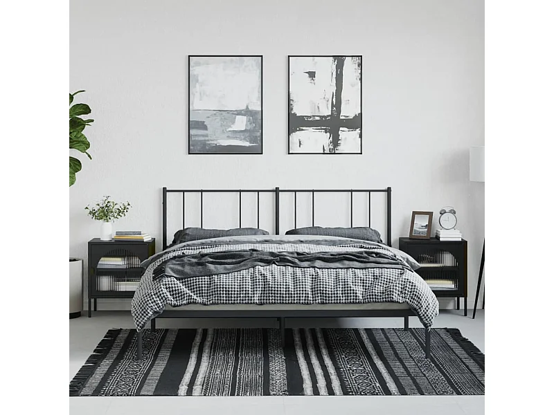 Tables de chevet 2 pcs noir 50x35x60 cm verre et acier