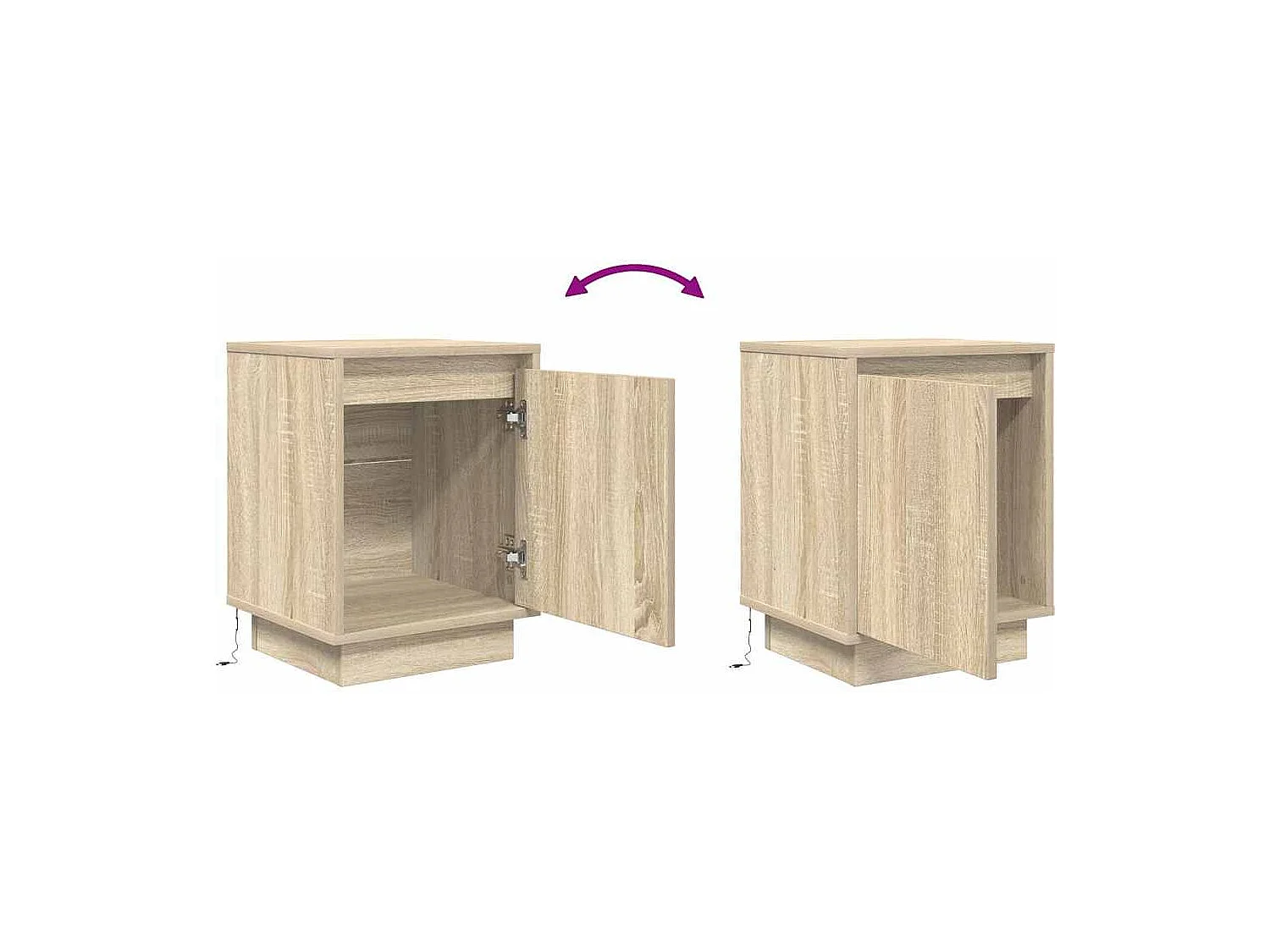 Nachtkastje met LED-verlichting Sonoma eiken 38x34x50 cm